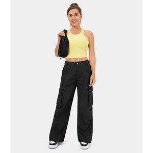 NWT & Bag Halara Low Rise Button Zipper Side Pocket Wide Leg Cargo Pant Size L